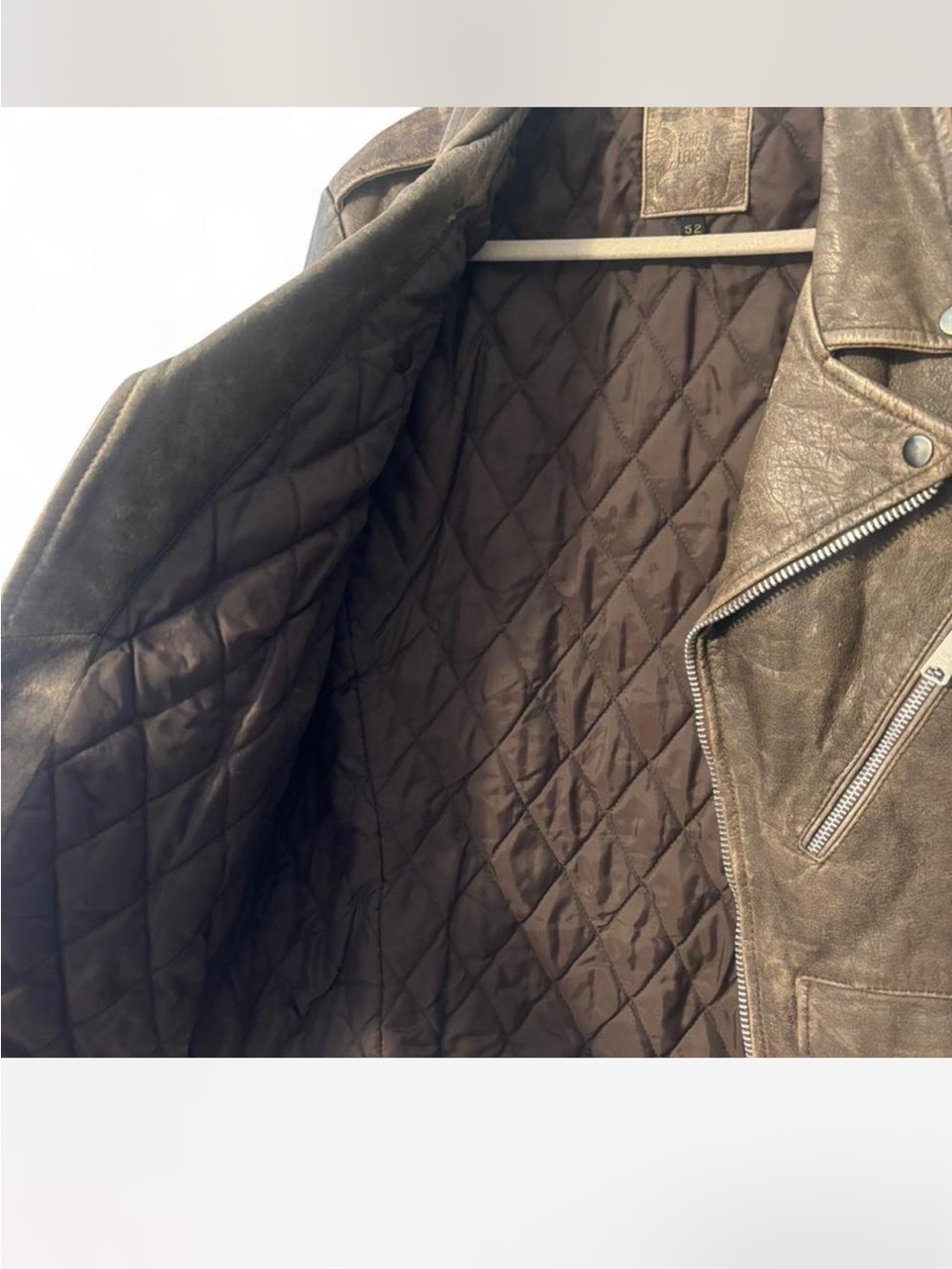 Brown Leather Biker Jacket - Picture 3 of 3